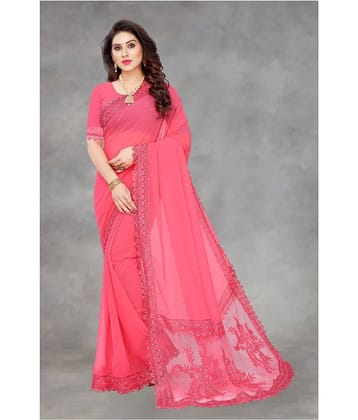 Aika Georgette Embroidered Saree With Unstitched Blouse Piece ( Grey )