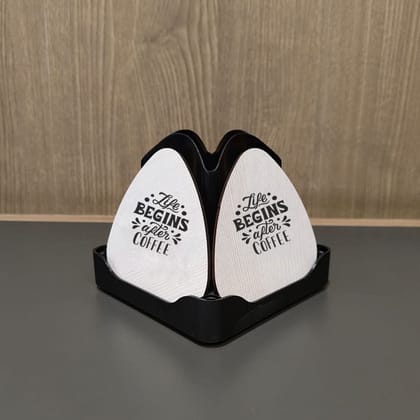 Giftana Lotus Coaster Gifts Set with Engraved Tea & Coffee Quotes