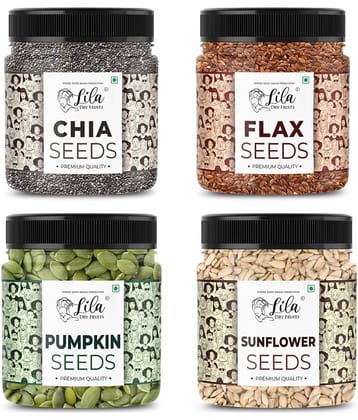 LILA DRY FRUITS 4 Superseed Combo 400g Jar Pack Chia, Pumpkin, Sunflower & Flax
