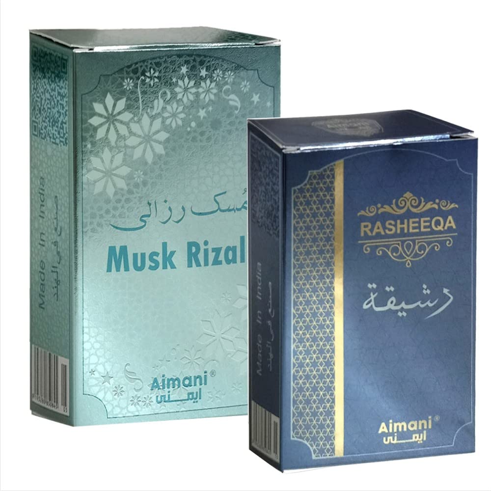Aimani Musk Rizali - Rasheeqa Attar Perfume for Unisex Pure Natural Long Lasting Combo Pack of 2
