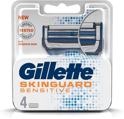 Gillette Skinguard Manual Shaving Razor Blades- Pack Of 4 Cartridges, Men Gillette Skinguard Manual Shaving Razor Blades- Pack Of 4 Cartridges, Men