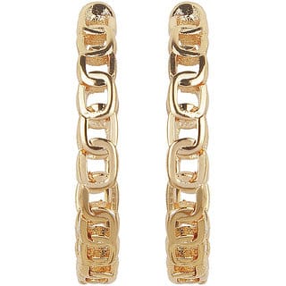 Single Chain Hoop Golden Hoop Earrings Brass Alloy Copper Material Earrings for Women's Fashion Jewelry