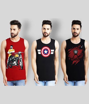 Leotude Pack of 3 Cotton Sleeveless Vest For Men ( Multi )