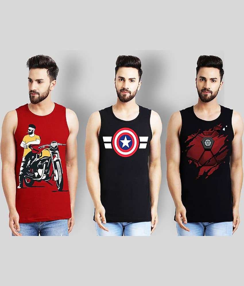 Leotude Pack of 3 Cotton Sleeveless Vest For Men ( Multi )