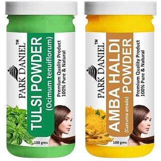 PARK DANIEL Pure & Natural Tulsi Powder & Amba Haldi Powder Combo Pack of 2 Bottles of 100 gm (200 gm ) (200 ml)