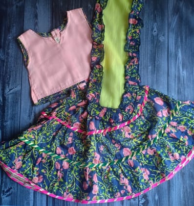 Malmal Lehenga Set | Midnight Rose-0-6m