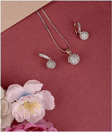 PUJVI Silver Pendant set ( Pack of 1 )