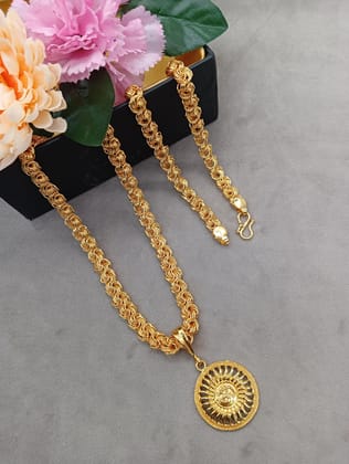 Luxurious Men's Gold Plated Pendant With Chain Vol 2-Free Size
