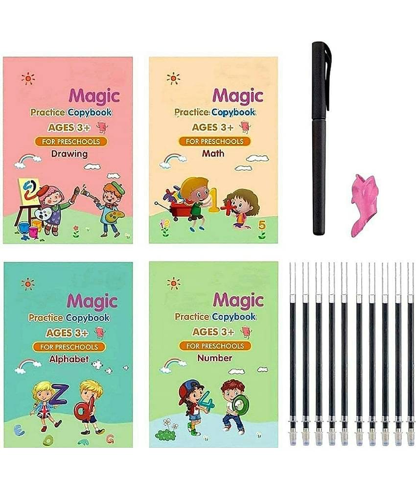 Magic Practice Copybook, Number Tracing Book For Preschoolers With Pen, Magic Calligraphy Copybook Set Practical Reusable Writing Tool Simple Hand Lettering - magic book, magic practice book, sank magic practice book, magic practice copybook, sank magic