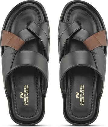 Fashion Victim - Black Men's Leather Slipper