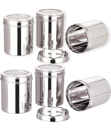 ATROCK Kitchen Containers Steel Silver Food Container ( Set of 6 )