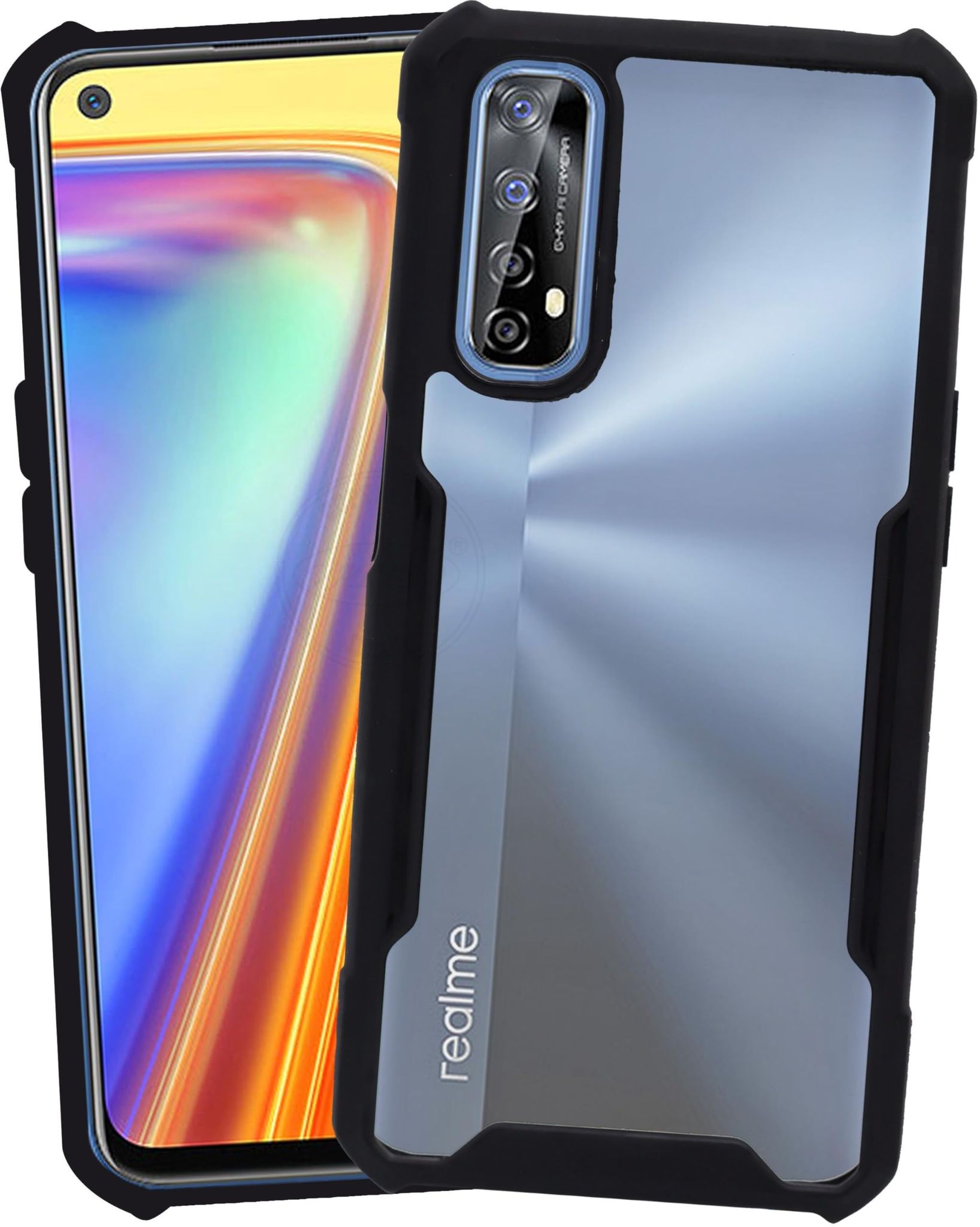 PLUGTECH Slim Shockproof Case | Matte Black Soft | Drop Protection | Precise Cutouts | Premium Mobile Cover for Realme 7, Realme Narzo 20 Pro