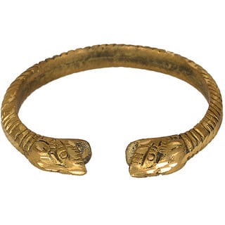 KESAR ZEMS PURE BRASS KADA Lion Face Wrist Band  For Unisex Diameter 5.6 CM Golden.
