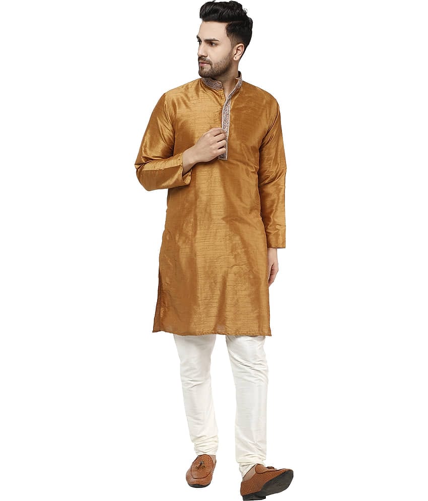 SKAVIJ Red Silk Blend Kurta Pyjama Set