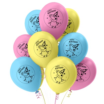 Happy Birthday Peppa Pig Latex Balloons – 30 Pcs Multicolor Pack for Peppa Pig Theme Birthday Party & Decoration Supplies