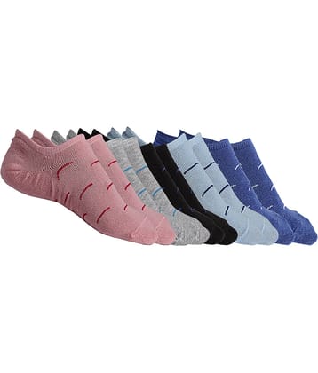 Texlon - Multicolor Cotton Women's No Show Socks ( Pack of 5 )