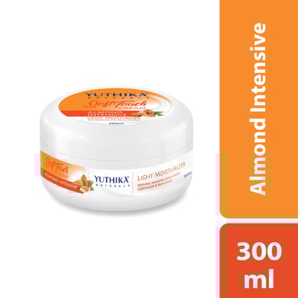 Yuthika Soft Touch Cream, Almond Intensive Light Moisturizer for Hydrated & Smooth Skin - 300ml