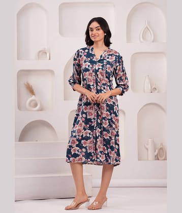 HIGHLIGHT FASHION EXPORT Women Crepe Printed A-line Dress ( White )