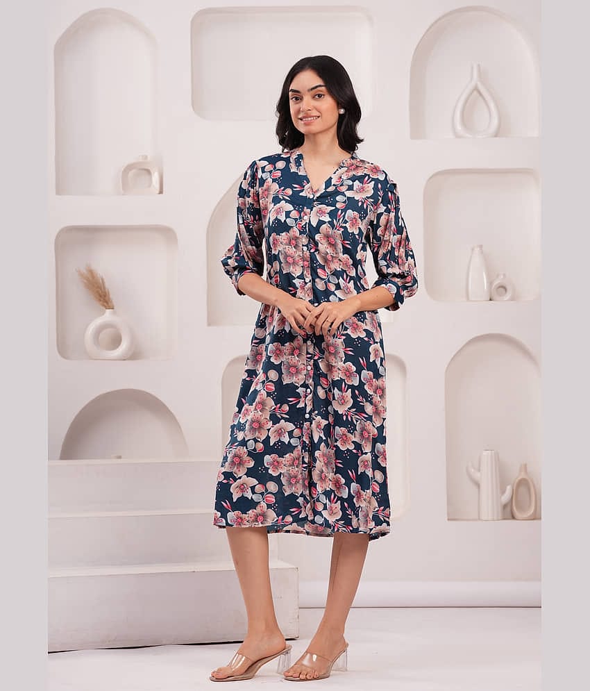 HIGHLIGHT FASHION EXPORT Women Crepe Printed A-line Dress ( White )