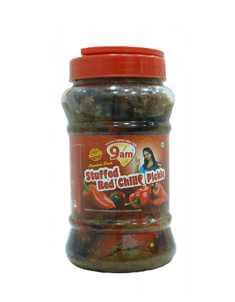 9am Stuffed Red Chilli Pickle, 900 gm
