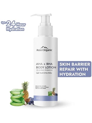 Aravi Organic 10% AHA + 1% BHA Body Lotion Treats Strawberry Legs & Bumpy Skin With Ceramide - 200ml
