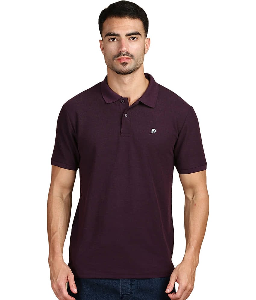 LUX PARKER Pack of 1 Cotton Blend Regular Fit Solid Half Sleeves Men's Polo T Shirt ( Navy Blue )