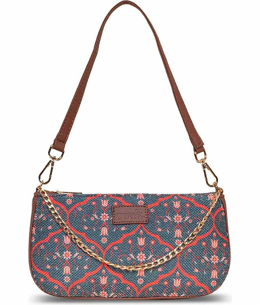 Zouk Shoulder Bag Jute Set of 1 ( Light Blue )