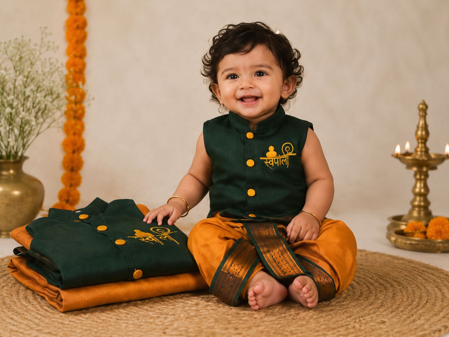 Handcrafted Kids Dhoti & Jacket Set | Traditional Ethnic Wear for Boys | Festive & Wedding Outfit