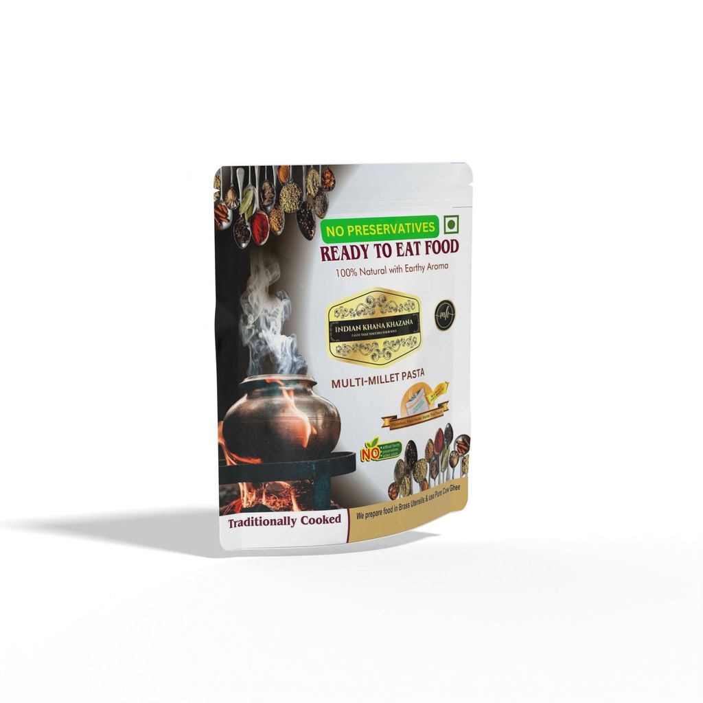 INDIAN KHANA KHAZANA Multi Millet Pasta | Serve Hot Anytime Anywhere with our Flameless Food Heater inside the Pack | ndian Tasty Flavour Ready to Eat Food Multi Millet Pasta