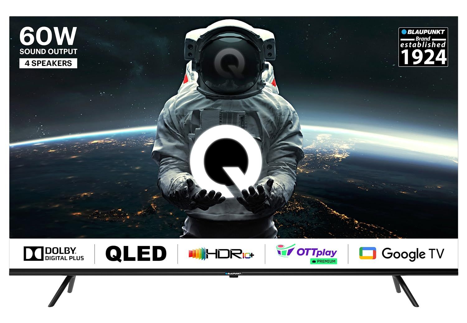 Blaupunkt 139 cm (55 inches) Quantum Dot Series 4K Ultra HD QLED Google TV 55QD7020 (Black) Black