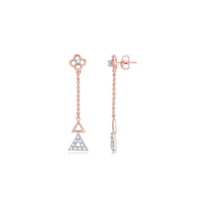 Senco Gold Triangular Modulation Diamond Drop Earrings (2.4 gram / 0.19 Ct / HI-SI / 18K Rose Gold)