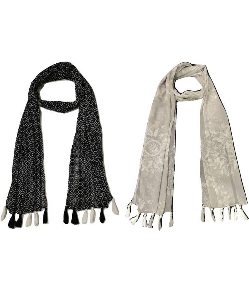 stolevilla Multi Printed Poly Cotton Yarn Stoles ( Pack of 2 )