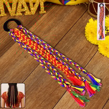 Traditional Multicolor Braided Hair Extension with Tassels