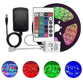 Daybetter 5 Meter Led Strip Lights Waterproof Led Light Strip With Bright Rgb Color Changing Light Strip With 24 Keys Ir Remote Controller And Supply For Home (Multicolor) Tar-E1-01