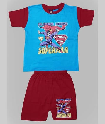 MRB Blue Cotton Unisex T-Shirt & Shorts ( Pack of 1 )