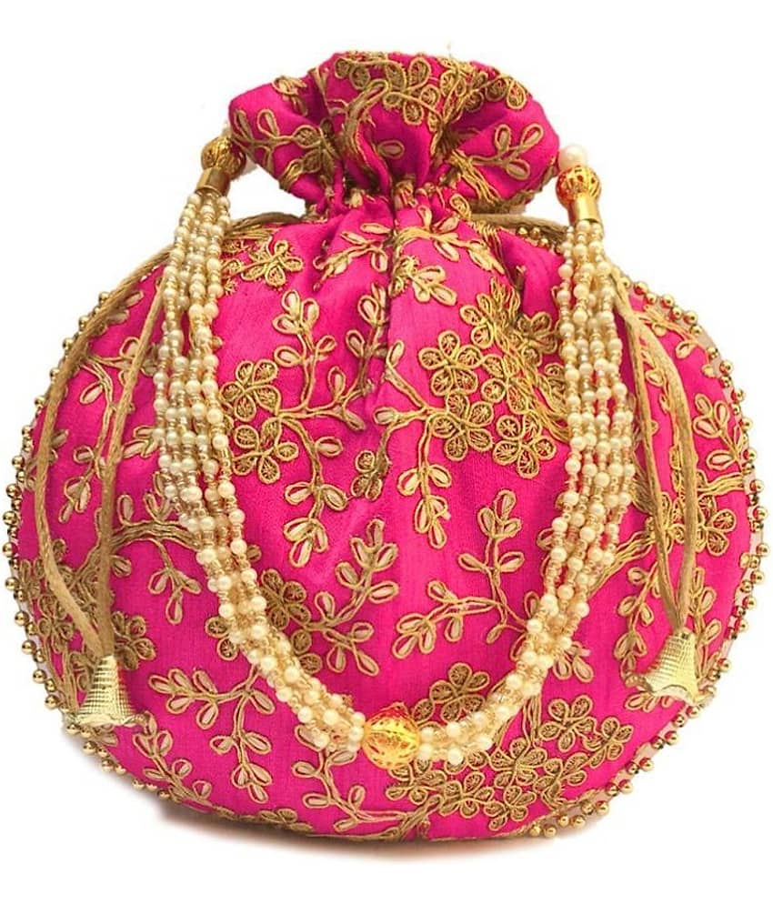 Bulbul Pink Silk Potli