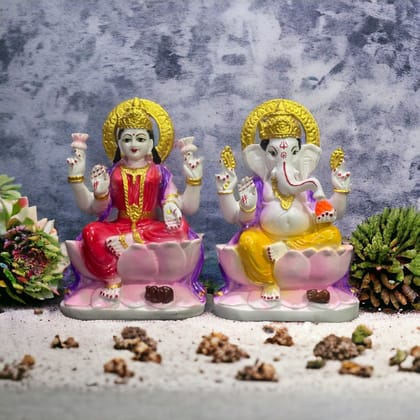 Laxmi Ganesh Murti Marble Look for Diwali Pujan Made in India H – 22 cm-Composite Marble