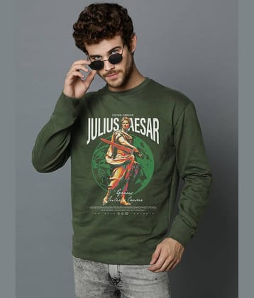 LEWEL Cotton Blend Regular Fit Printed Full Sleeves Men's Round T-Shirt - Green ( Pack of 1 )