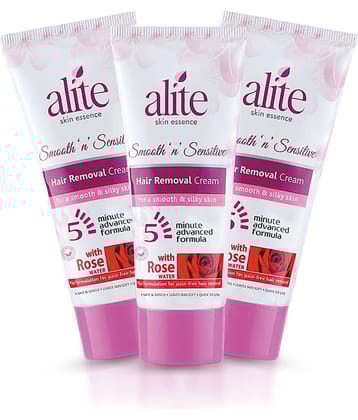 Alite Hair Removal Cream for Women Painless & Effective with Rose Water (60g x Pack of 3)