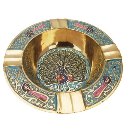 Brass Ashtray | Heavy Quality Decorative Tray, Height : 0.5 Inch (ZMAS382 D)