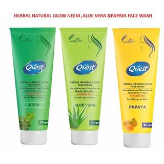 QUEST HERBAL NATURAL GLOW NEEM ALOE VERA   & PAPAYA FACE WASH