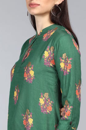 Green Cotton Ethnic Motifs Regular Tunic Top VT1101 Green Cotton Ethnic Motifs Regular Tunic Top VT1101
