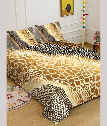 Klotthe Brown Poly Cotton 1 Double King Bedsheet with 2 Pillow Covers ( 250 cm x 225 cm )