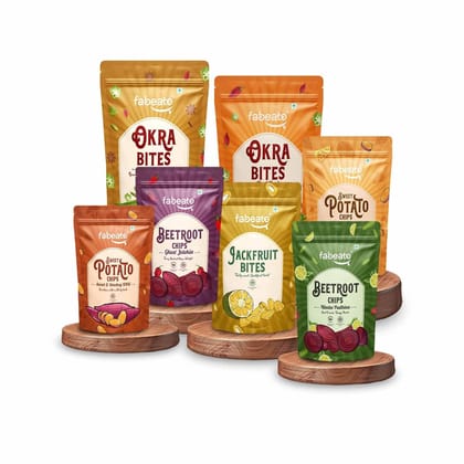 Assorted Vegetable & Fruit Chips | Trans free| Vacuum fried | No Artificial Flavour | Vacuum Fried| Pack of 7 (250g)