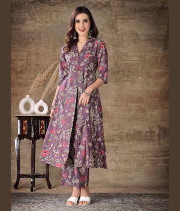 Stylum Women Printed Top With Trousers Co-Ord Set ( Mauve )