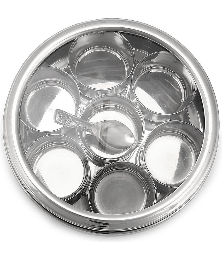 Dynore - See Through Box Steel Silver Spice Container ( Set of 1 )