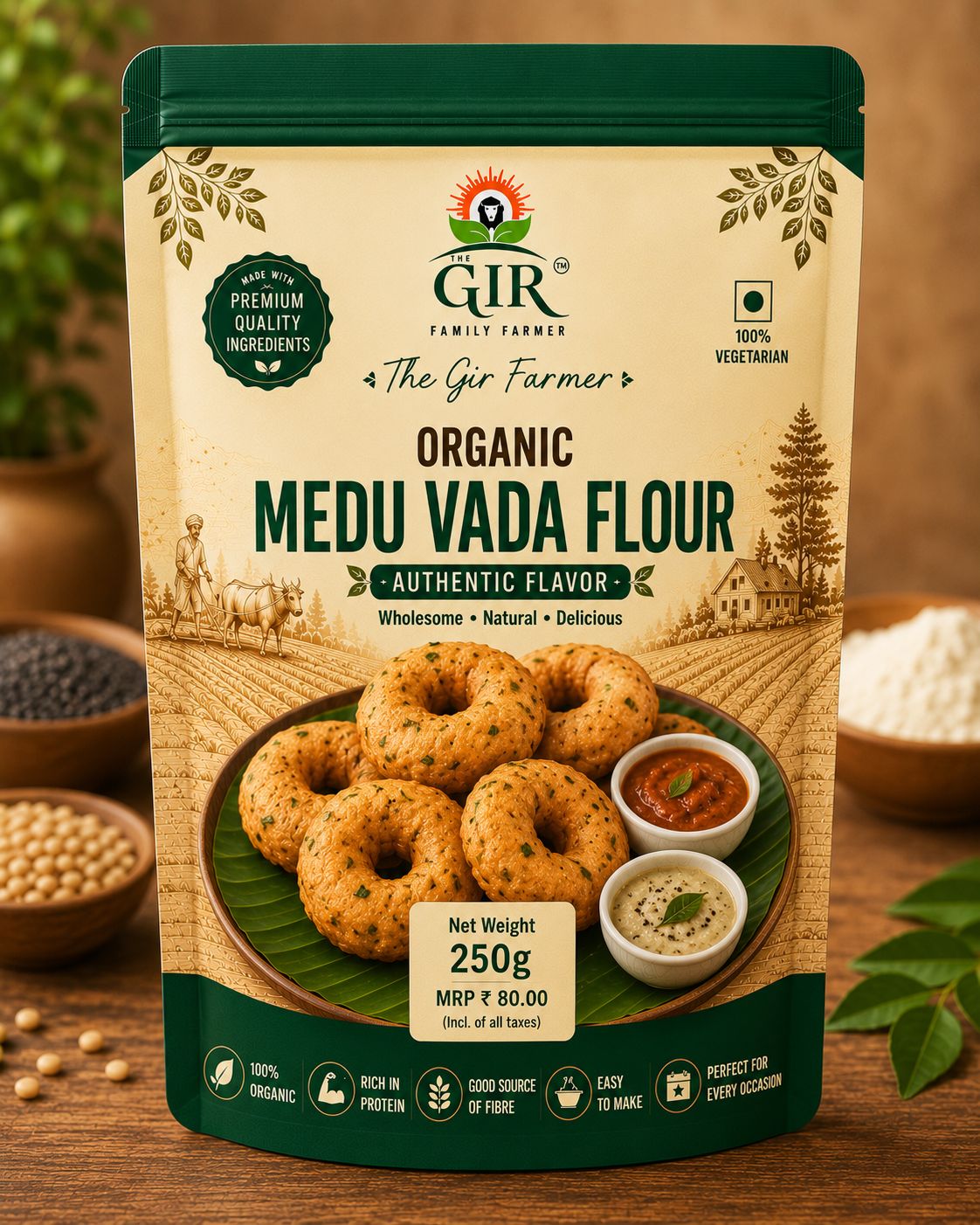 Organic Medu Vada Flour — Authentic Flavor