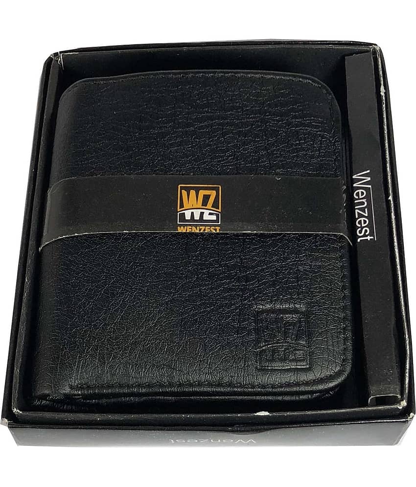 WENZEST - Black Canvas Men's Short Wallet ( Pack of 1 )