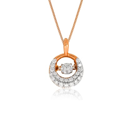 Senco Gold Embraced Circle Diamond Pendant (0.9 gram / 0.31 Ct / HI-SI / 14K Rose Gold)