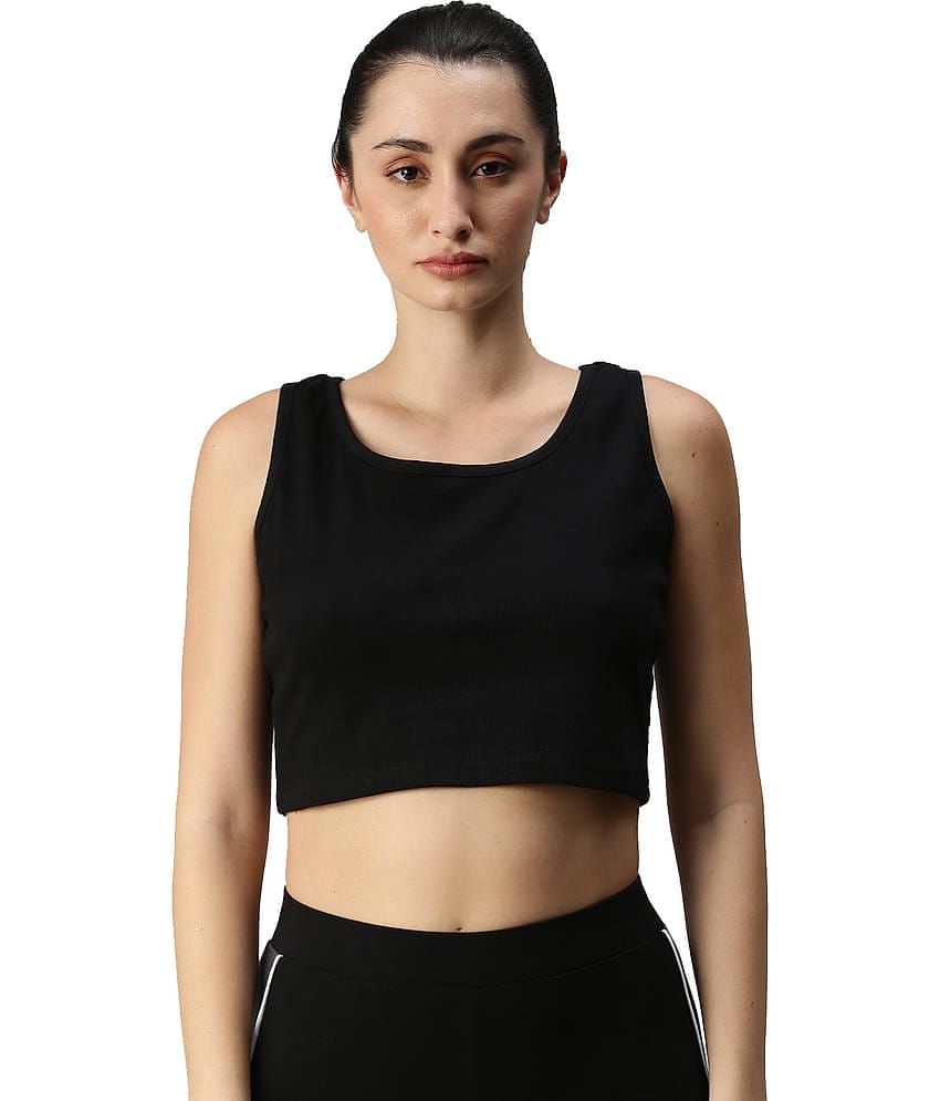 De Moza Women's Cotton Crop Top ( Black )